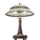 Meyda Lighting Tiffany Roman 31" 3-Light Mahogany Bronze Table Lamp With Green & Beige Stained Shade Glass