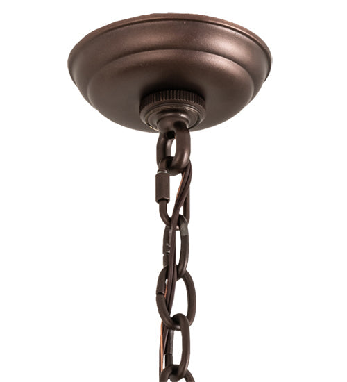 Meyda Lighting Tiffany Roman 32" 9-Light Mahogany Bronze Chandelier With Multi-Colored Tiffany Roman Shade Glass