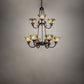 Meyda Lighting Tiffany Roman 32" 9-Light Mahogany Bronze Chandelier With Multi-Colored Tiffany Roman Shade Glass