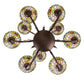 Meyda Lighting Tiffany Roman 32" 9-Light Mahogany Bronze Chandelier With Multi-Colored Tiffany Roman Shade Glass