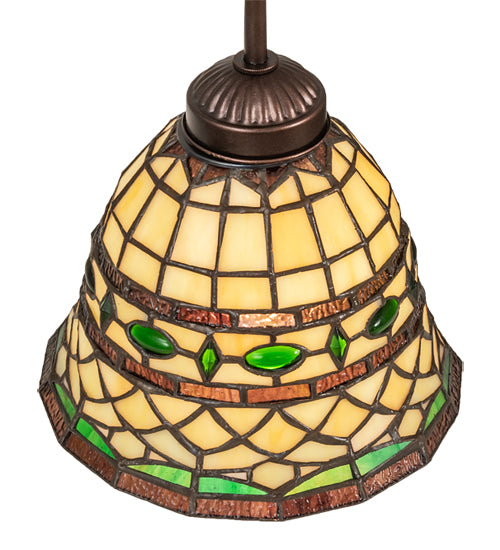 Meyda Lighting Tiffany Roman 37" 2-Light Mahogany Bronze Island Pendant Light With Multi-Colored Shade Glass
