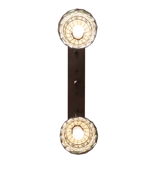 Meyda Lighting Tiffany Roman 37" 2-Light Mahogany Bronze Island Pendant Light With Multi-Colored Shade Glass