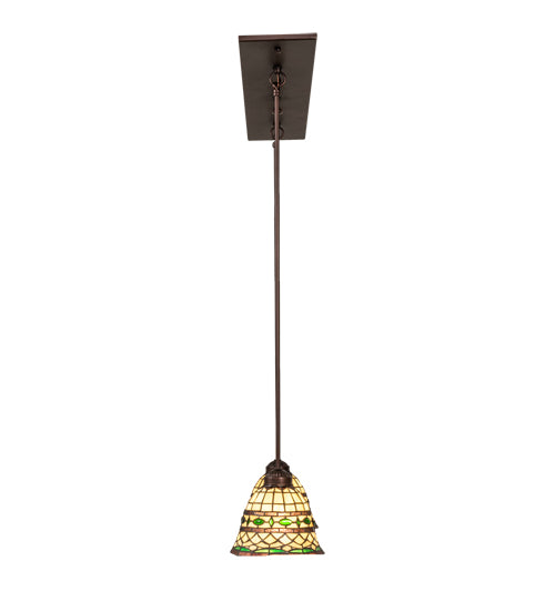 Meyda Lighting Tiffany Roman 37" 2-Light Mahogany Bronze Island Pendant Light With Multi-Colored Shade Glass