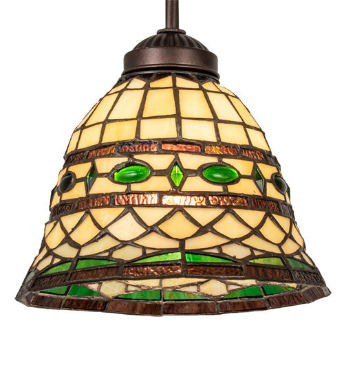 Meyda Lighting Tiffany Roman 37" 2-Light Mahogany Bronze Island Pendant Light With Multi-Colored Shade Glass
