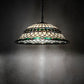 Meyda Lighting Tiffany Roman 37303 24" 3-Light Mahogany Bronze Pendant Light With Green & Beige Stained Shade Glass
