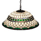 Meyda Lighting Tiffany Roman 37303 24" 3-Light Mahogany Bronze Pendant Light With Green & Beige Stained Shade Glass