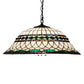 Meyda Lighting Tiffany Roman 37303 24" 3-Light Mahogany Bronze Pendant Light With Green & Beige Stained Shade Glass