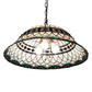 Meyda Lighting Tiffany Roman 37303 24" 3-Light Mahogany Bronze Pendant Light With Green & Beige Stained Shade Glass