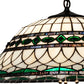 Meyda Lighting Tiffany Roman 37303 24" 3-Light Mahogany Bronze Pendant Light With Green & Beige Stained Shade Glass