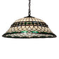 Meyda Lighting Tiffany Roman 37303 24" 3-Light Mahogany Bronze Pendant Light With Green & Beige Stained Shade Glass