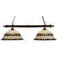 Meyda Lighting Tiffany Roman 39" 2-Light Mahogany Bronze Island Pendant Light With Multi-Colored Shade Glass