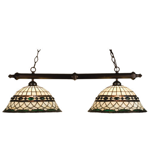 Meyda Lighting Tiffany Roman 39" 2-Light Mahogany Bronze Island Pendant Light With Multi-Colored Shade Glass