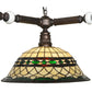 Meyda Lighting Tiffany Roman 45" 3-Light Mahogany Bronze Pendant Light With Multi-Colored Shade Glass
