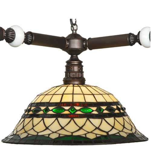 Meyda Lighting Tiffany Roman 45" 3-Light Mahogany Bronze Pendant Light With Multi-Colored Shade Glass