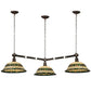 Meyda Lighting Tiffany Roman 45" 3-Light Mahogany Bronze Pendant Light With Multi-Colored Shade Glass