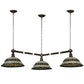 Meyda Lighting Tiffany Roman 45" 3-Light Mahogany Bronze Pendant Light With Multi-Colored Shade Glass