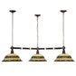 Meyda Lighting Tiffany Roman 45" 3-Light Mahogany Bronze Pendant Light With Multi-Colored Shade Glass