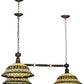 Meyda Lighting Tiffany Roman 45" 3-Light Mahogany Bronze Pendant Light With Multi-Colored Shade Glass