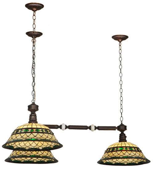Meyda Lighting Tiffany Roman 45" 3-Light Mahogany Bronze Pendant Light With Multi-Colored Shade Glass