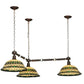 Meyda Lighting Tiffany Roman 45" 3-Light Mahogany Bronze Pendant Light With Multi-Colored Shade Glass