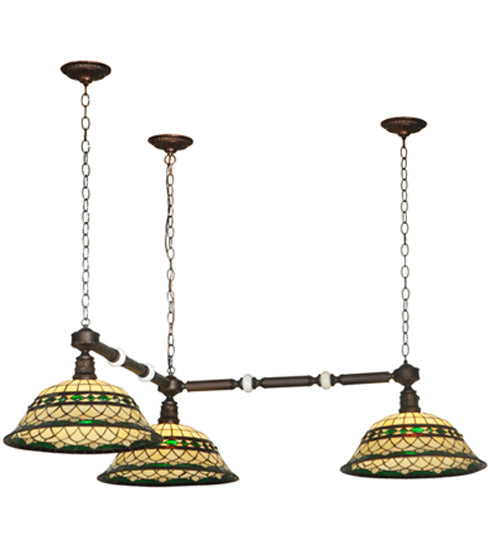 Meyda Lighting Tiffany Roman 45" 3-Light Mahogany Bronze Pendant Light With Multi-Colored Shade Glass