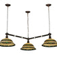 Meyda Lighting Tiffany Roman 45" 3-Light Mahogany Bronze Pendant Light With Multi-Colored Shade Glass