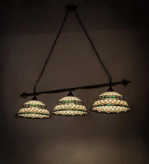 Meyda Lighting Tiffany Roman 52" 3-Light Mahogany Bronze Island Pendant Light With Multi-Colored Shade Glass