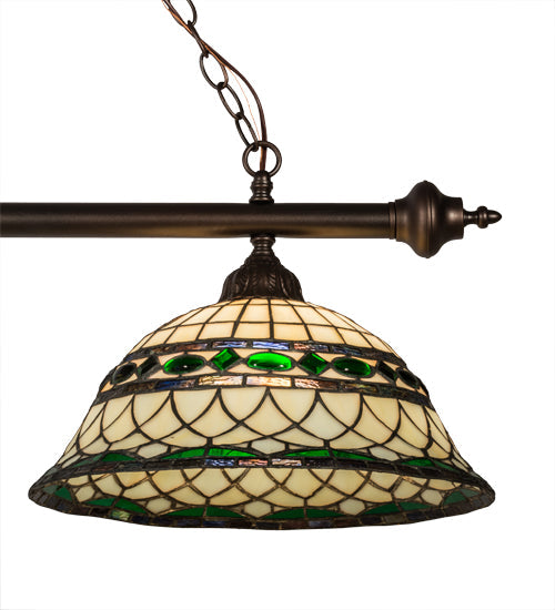 Meyda Lighting Tiffany Roman 52" 3-Light Mahogany Bronze Island Pendant Light With Multi-Colored Shade Glass