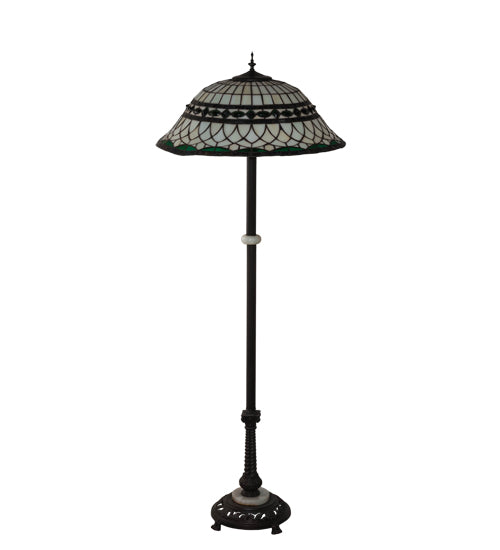 Meyda Lighting Tiffany Roman 62" 3-Light Mahogany Bronze Floor Lamp With Green & Beige Shade Glass