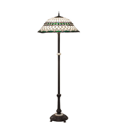 Meyda Lighting Tiffany Roman 62" 3-Light Mahogany Bronze Floor Lamp With Green & Beige Shade Glass