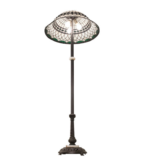 Meyda Lighting Tiffany Roman 62" 3-Light Mahogany Bronze Floor Lamp With Green & Beige Shade Glass