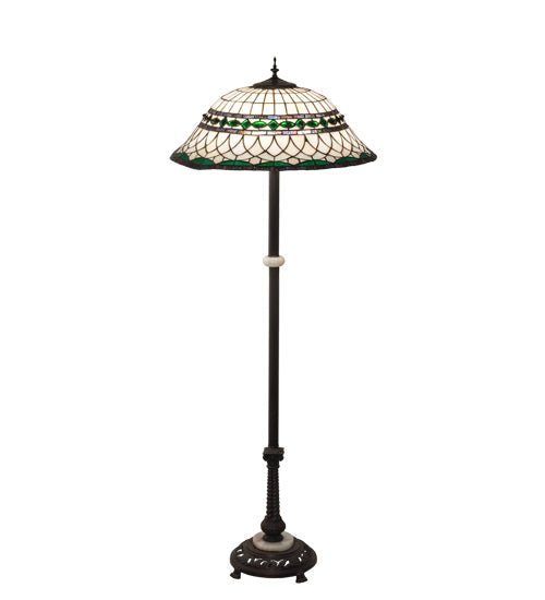 Meyda Lighting Tiffany Roman 62" 3-Light Mahogany Bronze Floor Lamp With Green & Beige Shade Glass