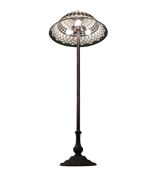 Meyda Lighting Tiffany Roman 62" 3-Light Mahogany Bronze Floor Lamp With Green & Beige Stained Shade Glass