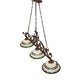 Meyda Lighting Tiffany Roman 67" 3-Light Mahogany Bronze Georgia Scroll Island Pendant Light With Multi-Colored Stained Shade Glass
