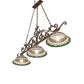 Meyda Lighting Tiffany Roman 67" 3-Light Mahogany Bronze Georgia Scroll Island Pendant Light With Multi-Colored Stained Shade Glass