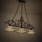 Meyda Lighting Tiffany Roman 68" 3-Light Matte Copper Vein Georgia Scroll Island Pendant Light With Multi-Colored Shade Glass