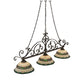 Meyda Lighting Tiffany Roman 68" 3-Light Matte Copper Vein Georgia Scroll Island Pendant Light With Multi-Colored Shade Glass