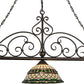 Meyda Lighting Tiffany Roman 68" 3-Light Matte Copper Vein Georgia Scroll Island Pendant Light With Multi-Colored Shade Glass