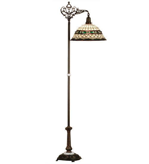 Meyda Lighting Tiffany Roman 70" Mahogany Bronze Bridge Arm Floor Lamp With Multi-Colored Shade Glass