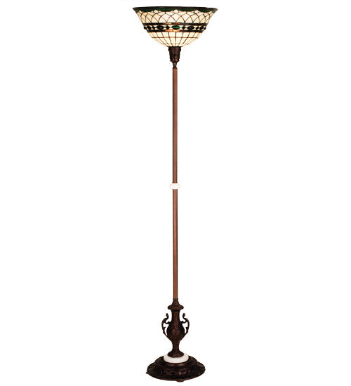 Meyda Lighting Tiffany Roman 71" Mahogany Bronze Torchiere Floor Lamp With Multi-Colored Shade Glass