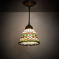 Meyda Lighting Tiffany Roman 77557 8" Mahogany Bronze Mini Pendant Light With Multi-Colored Stained Shade Glass