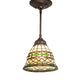 Meyda Lighting Tiffany Roman 77557 8" Mahogany Bronze Mini Pendant Light With Multi-Colored Stained Shade Glass