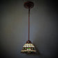 Meyda Lighting Tiffany Roman 8" Mahogany Bronze Mini Pendant Light With Multi-Colored Stained Shade Glass