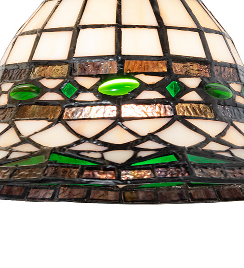 Meyda Lighting Tiffany Roman 8" Mahogany Bronze Mini Pendant Light With Multi-Colored Stained Shade Glass