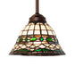 Meyda Lighting Tiffany Roman 8" Mahogany Bronze Mini Pendant Light With Multi-Colored Stained Shade Glass