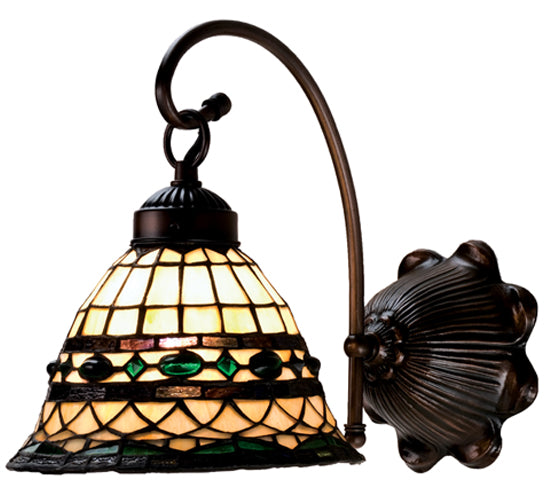 Meyda Lighting Tiffany Roman 8" Mahogany Bronze Wall Sconce With Multi-Colored Shade Glass