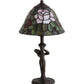 Meyda Lighting Tiffany Rosebush 12" Mahogany Bronze Mini Table Lamp With Multi-Colored Stained Shade Glass