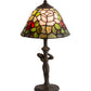 Meyda Lighting Tiffany Rosebush 12" Mahogany Bronze Mini Table Lamp With Multi-Colored Stained Shade Glass