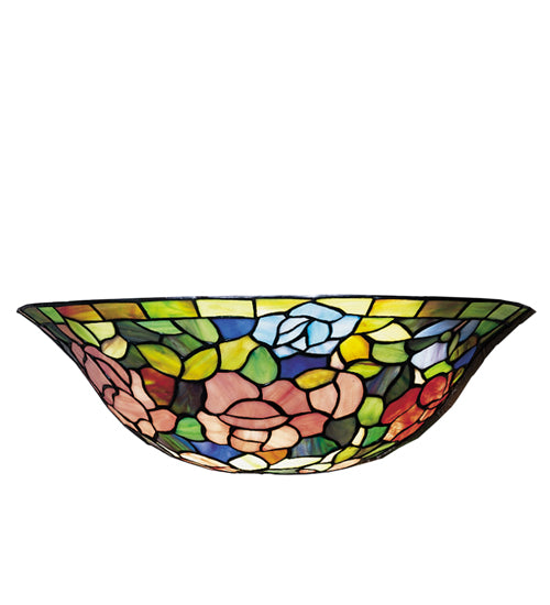 Meyda Lighting Tiffany Rosebush 14" 2-Light Mahogany Bronze Wall Sconce With Multi-Colored Shade Glass