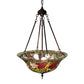 Meyda Lighting Tiffany Rosebush 20" 3-Light Mahogany Bronze Inverted Pendant Light With Multi-Colored Shade Glass